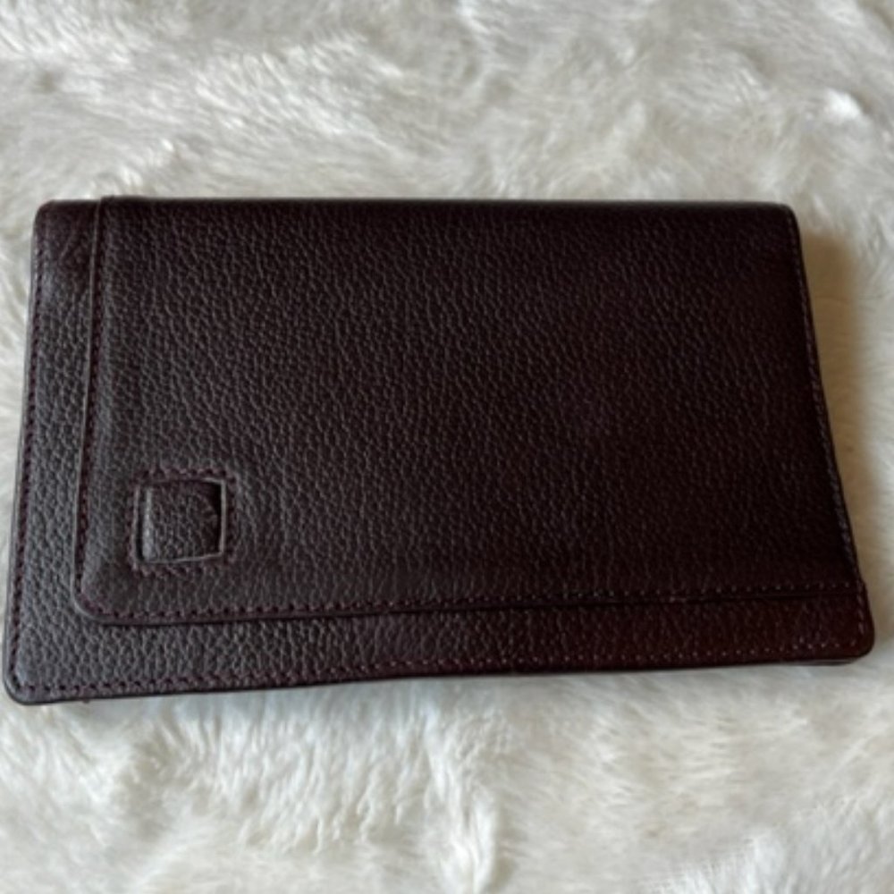 Chequebook Holder Wallet Billfold Genuine Leather Check Book Vintage